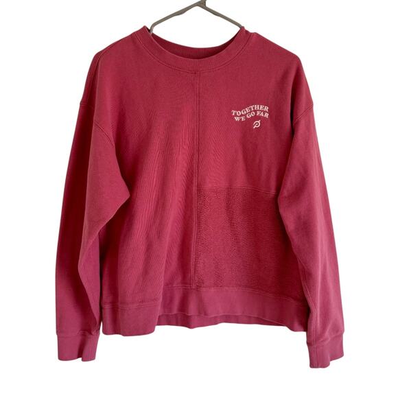 Peloton Sweatshirt Patchwork Crewneck Together We Go Far Rosy-Pink Color Size L - Picture 1 of 7